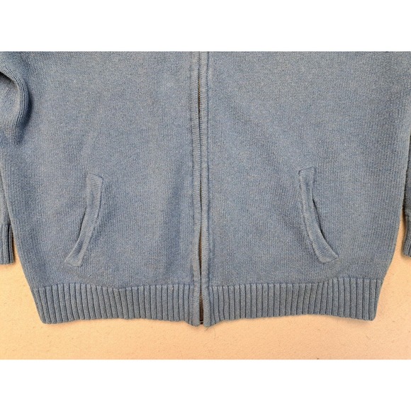 L.L. BEAN Cardigan Grandpa Sweater Men's XLarge Cotton Full Zip Rib Collar Blue - Picture 3 of 5